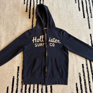 Hollister Surf Co - Vintage Y2K - Full Zip Hoodie - Navy Blue - Mens Size Large